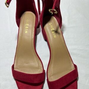 SHEIN Women's Faux Suede Square High Heel Sandals Size 11